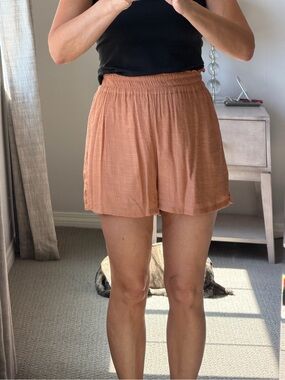 STATE Rust Orange High-Waist Elastic Shorts